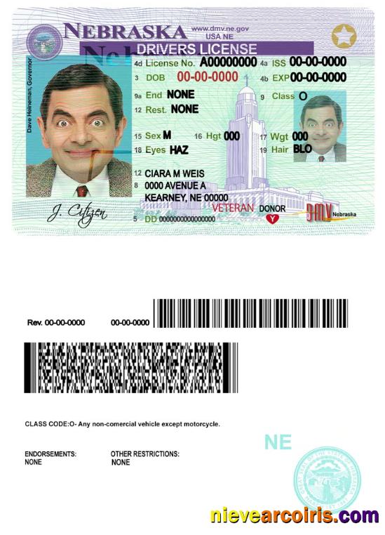 USA Nebraska driving license